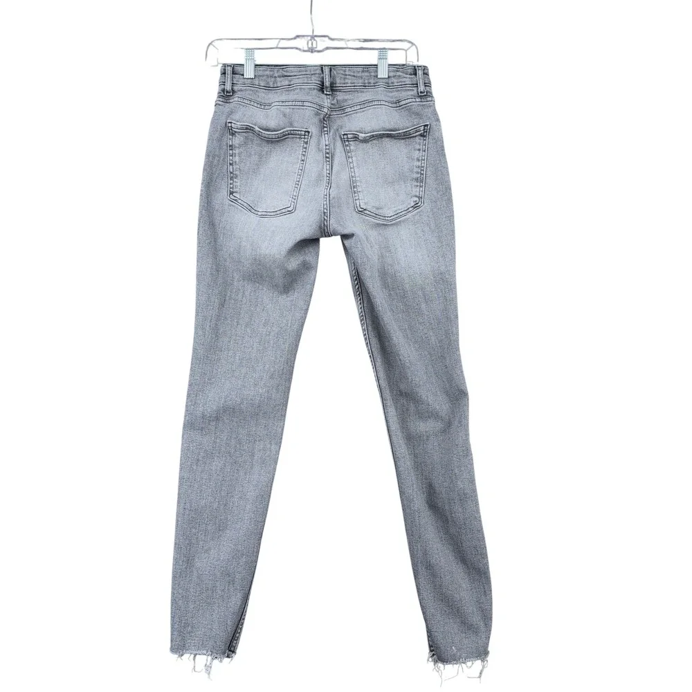 Zara Womens High Rise Skinny Jeans‎ Grey Raw Hem Size 6 EUR 38 MEX 28